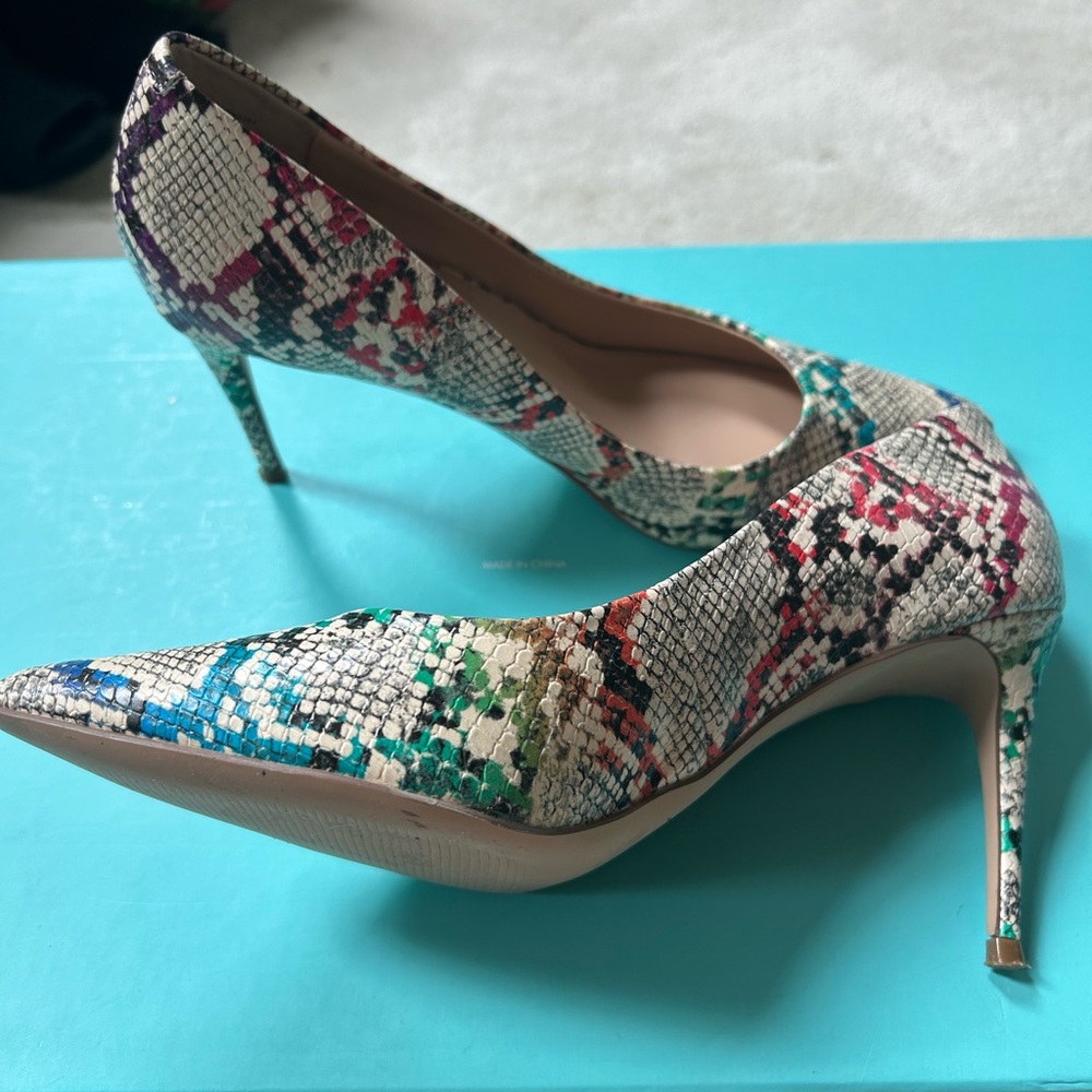 Faux snakeskin, rainbow shoes